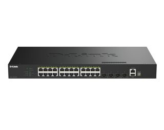 D-Link 24-Port GE PoE (30W) + 4-Port 10G SFP+ Smart Managed Switch, 370W
