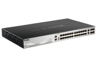 D-Link 24 SFP порта Layer 3 Stackable Managed Gigabit Switch с 2x10GBASE-T порта и 4xSFP+ порта