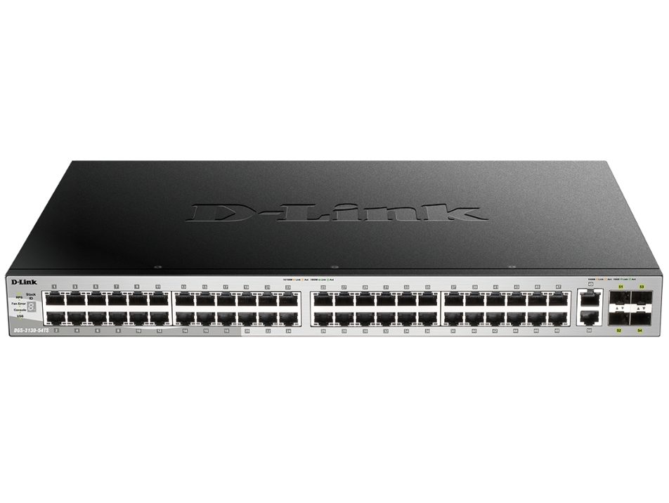 D-Link 48x10/100/1000BASE-T порта Layer 3 Stackable Managed Gigabit Switch с 2x10GBASE-T порта и 4xSFP+ порта