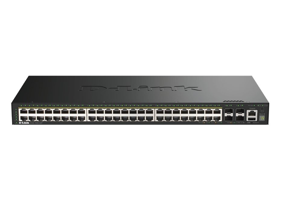D-Link 48 порта GE PoE (30W) + 4 порта 10G SFP+ Smart Managed Switch, 370W