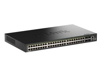 D-Link 48 порта GE PoE (30W) + 4 порта 10G SFP+ Smart Managed Switch, 370W