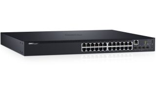 Dell Networking N1524P PoE+ комутатор, 24x 1GbE + 4x 10GbE SFP+ фиксирани порта, стакинг, IO към PSU въздушен поток, AC 210-AEVY CAMPUS Smart Value