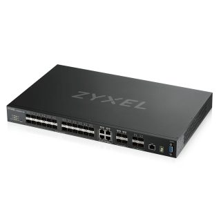 ZyXEL XGS4600-32F L3 управляем комутатор, 24 порта Gig SFP, 4 dual pers. и 4x 10G SFP+, стекруем, с двоен захранващ модул