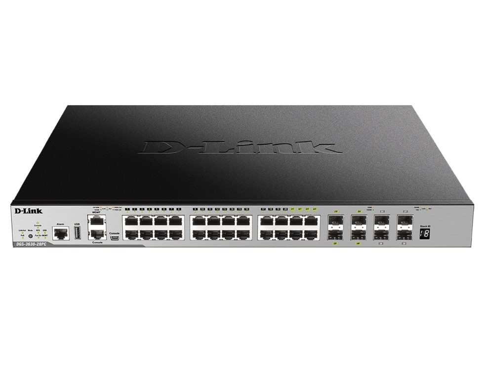 D-Link 20-портов GE PoE 370W Layer 3 Stackable Managed Gigabit Switch including 4-port Combo