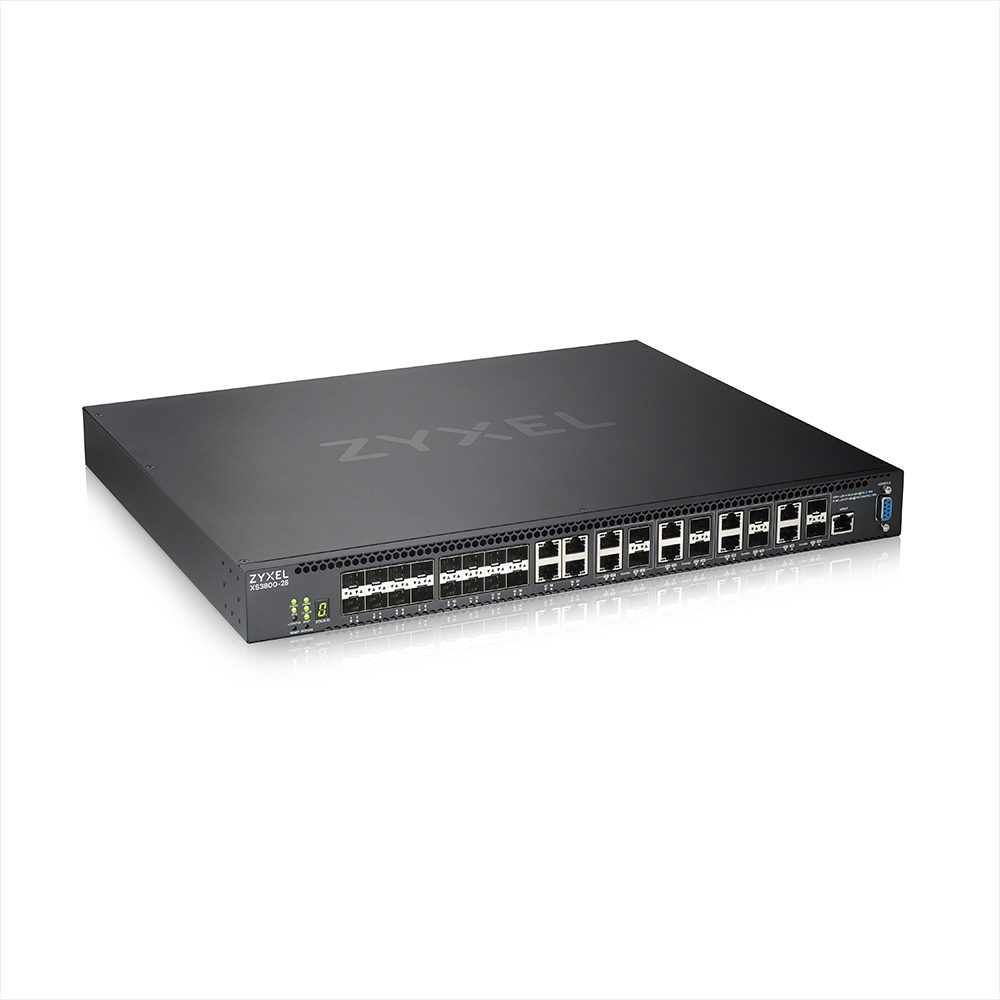 ZyXEL XS3800-28, 28-портов 10GbE L2+ управляем комутатор Nebula Flex Pro (двойно AC, 1 година NCC Pro pack лиценз в комплект)