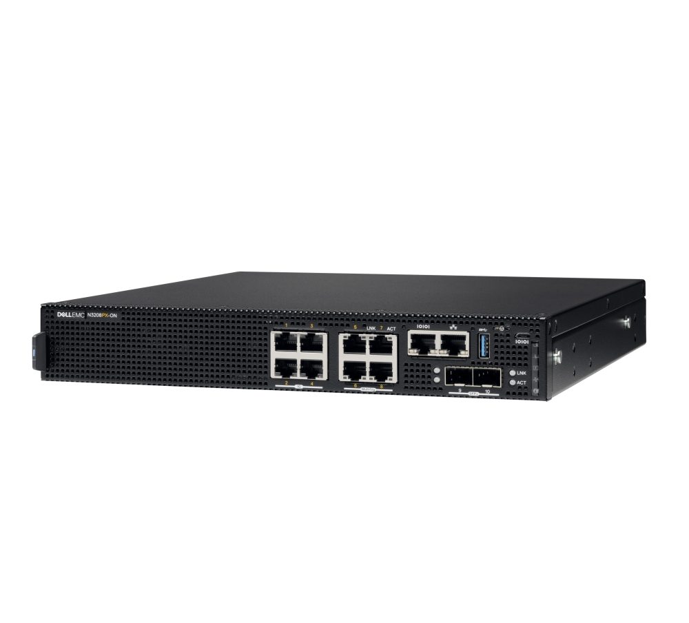 Комутатор Dell EMC N3208PX-ON, 4x1G RJ-45, 4x1/2.5/5G RJ-45, 2x10G SFP+, PoE 90W, 1xAC PSU, IO/PS, OS6, Lifetime Limited Hardware Warranty