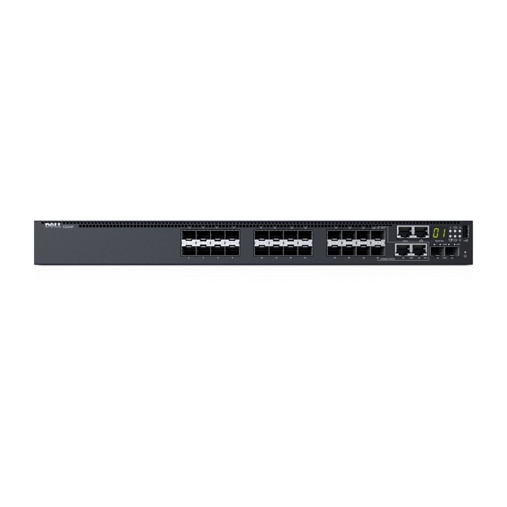 Комутатор Dell Networking S3148P, L3, PoE+, 48x 1GbE, 2x Combo, 2x 10GbE SFP+ fixed ports, Stacking, IO to PSU air, 1x 1100w AC PS