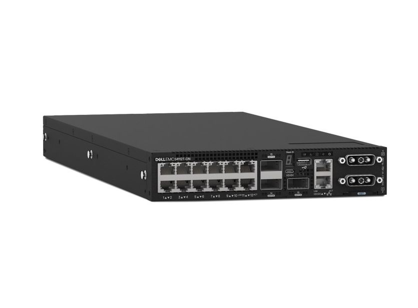 Dell EMC Switch S4112T, 12 x 10GBaseT, 3 x 100GbE QSFP28, IO to PSU, 2 x AC PSU, OS10, STOCK Smart Value, 1Yr PS NBD, 210-AOYW