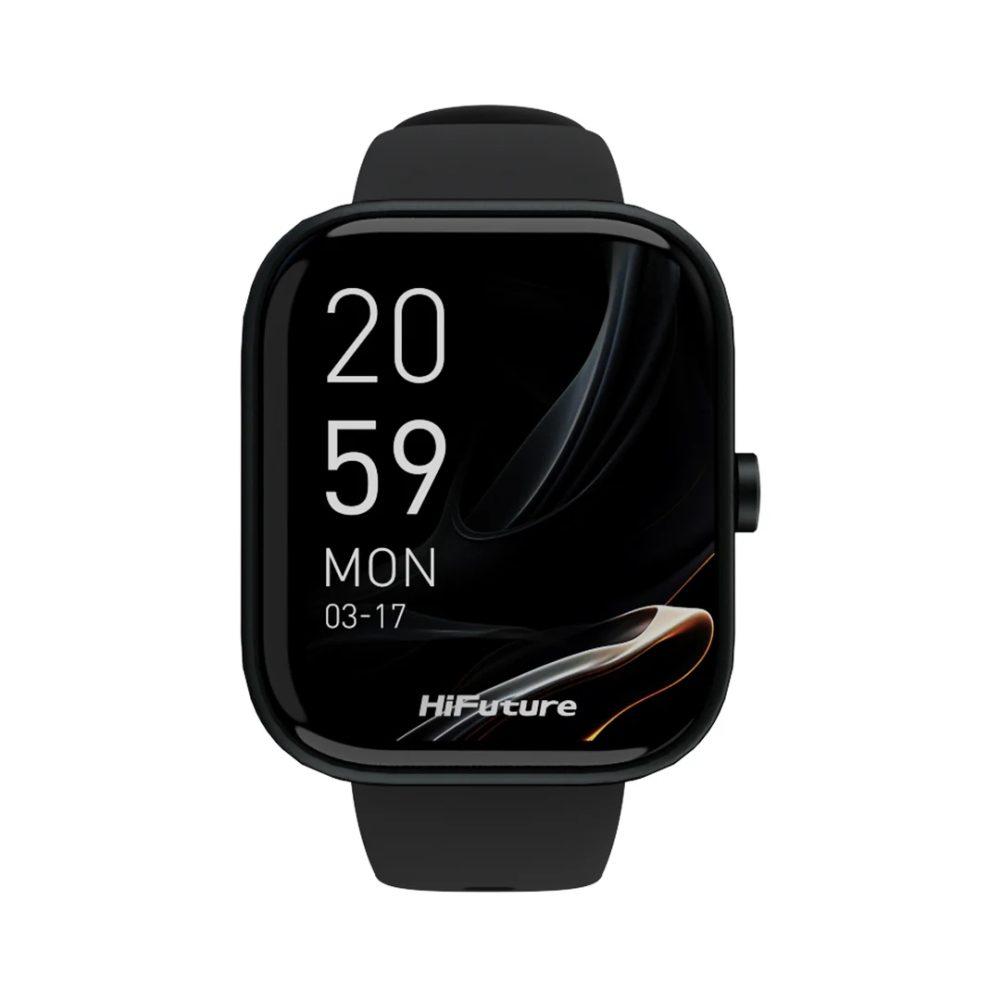 Смарт часовник HiFuture Lume Black, 1.85" IPS, двуядрен процесор, авиационен ултралек алуминиев корпус, Bluetooth обаждания, 3D потребителски интерфейс, водоустойчивост 1ATM, 24/7 сензор за пулс и кислород в кръвта, 100+ спортни режима, до 7 дни употреба