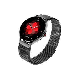 Смарт часовник HiFuture Aura2 Black, 1.32" AMOLED, двуядрен процесор, метална рамка, Bluetooth разговори, 3D интерфейс, водоустойчивост 1ATM, 24/7 сензор за пулс и кислород в кръвта, 100+ спортни режима, до 7 дни батерия, допълнителна силиконова каишка