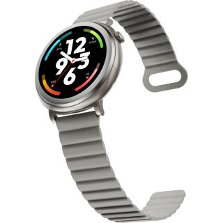 Смарт часовник HiFuture Aurora Silver, 1.43" AMOLED, 466*466, Dual Core & Syntra AI, Bluetooth разговори, IP68 водоустойчив, 24/7 сензор за пулс и кръвен кислород, до 10 дни употреба, магнитна каишка