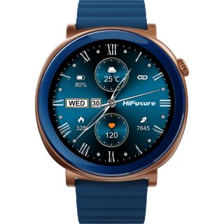 Смарт часовник HiFuture Aurora Blue, 1.43" AMOLED, 466*466, Dual Core & Syntra AI, Bluetooth Call, IP68 водоустойчив, 24/7 сензор за пулс и кислород в кръвта, до 10 дни батерия, магнитна каишка
