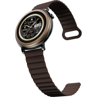 Смарт часовник HiFuture Aurora Brown, 1.43" AMOLED, 466*466, Dual Core & Syntra AI, Bluetooth Call, IP68 водоустойчив, 24/7 сензор за пулс и кислород в кръвта, до 10 дни батерия, магнитна каишка