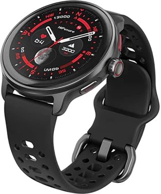 Смарт часовник HiFuture Vela Black, 1.43" AMOLED, GPS + компас + висотомер, 466x466, локална музика (100M пространство), AI треньор за тренировки, двуядрен процесор, Bluetooth разговори, 5ATM водоустойчивост, 24/7 истински пулс и кислороден сензор, до 10 дни ежедневна употреба