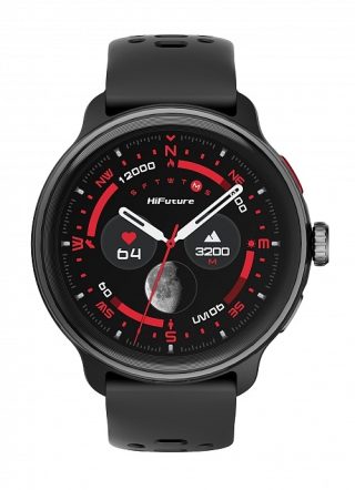 Смарт часовник HiFuture Vela Black, 1.43" AMOLED, GPS + компас + висотомер, 466x466, локална музика (100M пространство), AI треньор за тренировки, двуядрен процесор, Bluetooth разговори, 5ATM водоустойчивост, 24/7 истински пулс и кислороден сензор, до 10 дни ежедневна употреба