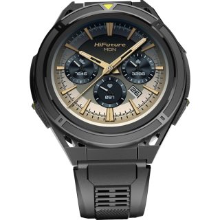 Смарт часовник HiFuture Active Black Yellow, 1.43" AMOLED, двубандов GPS, Bluetooth разговори, водоустойчивост 5ATM