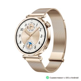 Huawei Watch GT5 Jana-B19M, 1.32" AMOLED 466x466 PPI 352, BT5.2 BLE/BR/EDR, 5ATM, 524mAh, Screenshot sharing, support message input, message notifications, Battery life up to 7 days, Compatible with iOS and Android devices, Gold Milanese