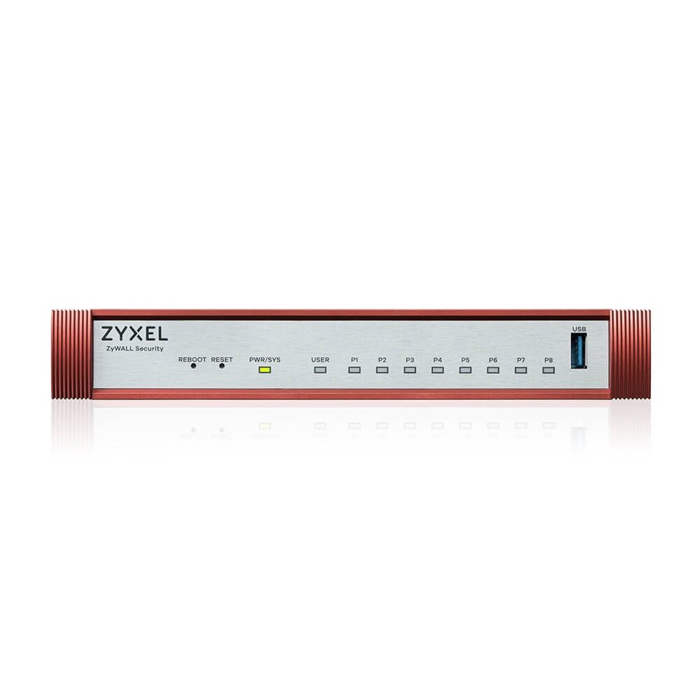 Защитна стена ZyXEL USG FLEX 100 H, 8 Gigabit потребителски порта, 1*USB с 1 година Gold Security Pack