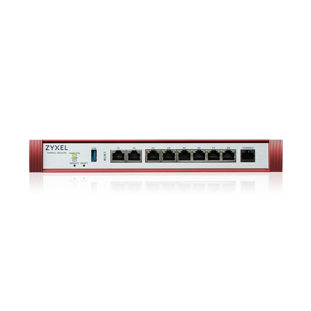 Защитна стена ZyXEL USG FLEX 200 H, дефинируеми портове 2*2.5G и 6*1G, 1*USB с 1-годишен Gold Security Pack