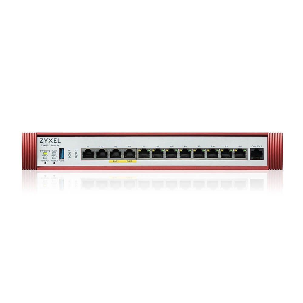 Защитна стена ZyXEL USG FLEX 500 H, 2*2.5G, 2*2.5G (PoE+) & 8 Gigabit потребителски порта, 1*USB с 1 година Gold Security Pack