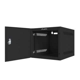 LANBERG комуникационен шкаф 10" стенен 4U / 280x310 за самостоятелно сглобяване (плосък пакет) с метална врата, черен