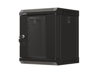 Lanberg комуникационен шкаф 10" за стенен монтаж 6U/300x300 (плосък пакет) със стъклена врата, черен