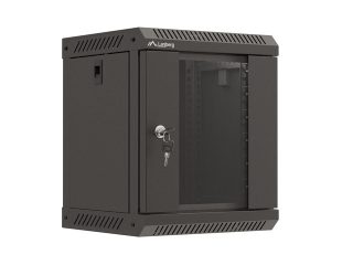 Lanberg комуникационен шкаф 10" за стенен монтаж 6U/300x300 (плосък пакет) със стъклена врата, черен