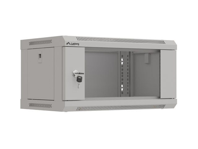 Lanberg rack cabinet 19" wall-mount 4U/540x350 (flat pack) with glass door grey