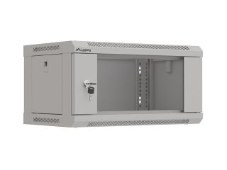 Lanberg rack cabinet 19" wall-mount 4U/540x350 (flat pack) with glass door grey