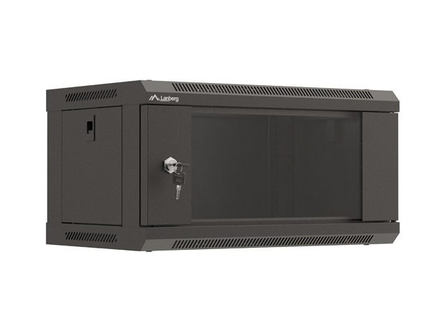 Lanberg rack cabinet 19" wall-mount 4U/540x350 (flat pack) with glass door black