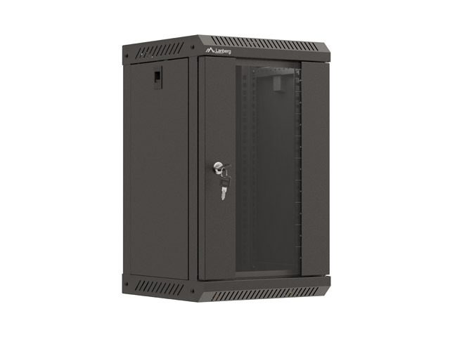 Lanberg rack cabinet 10" wall-mount 9U/300x300 (flat pack) with glass door black