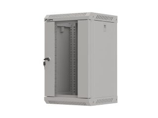 Lanberg комуникационен шкаф 10" за стенен монтаж 9U/300x300 (разглобяем) със стъклена врата, сив