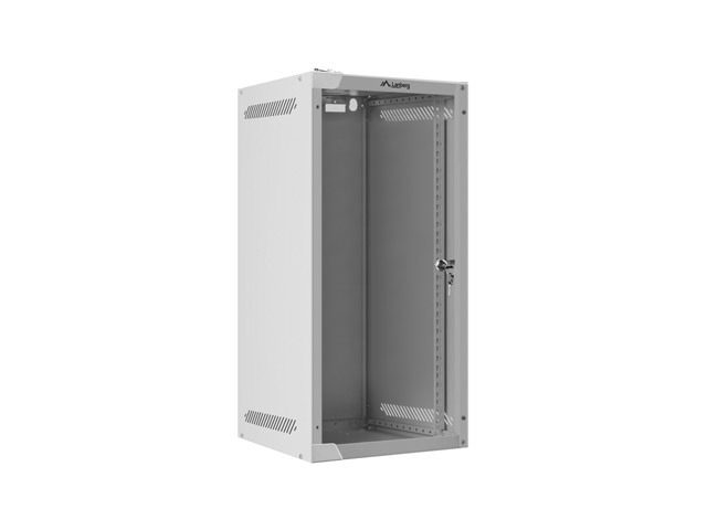 Lanberg rack cabinet 10" wall-mount 12U/280x310 for self-assembly with glass door grey (flat pack)