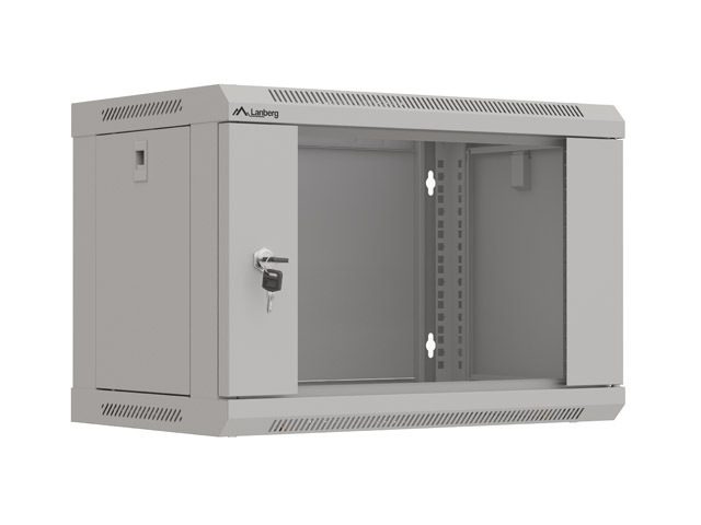 Lanberg rack cabinet 19" wall-mount 6U/540x350 (flat pack) with glass door grey