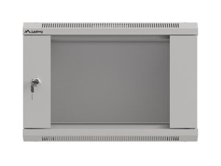 Lanberg rack cabinet 19" wall-mount 6U/540x350 (flat pack) with glass door grey