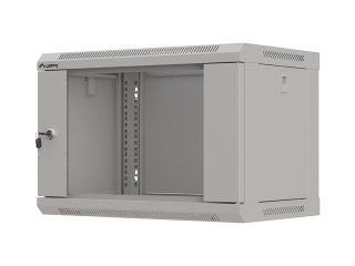 Lanberg rack cabinet 19" wall-mount 6U/540x350 (flat pack) with glass door grey