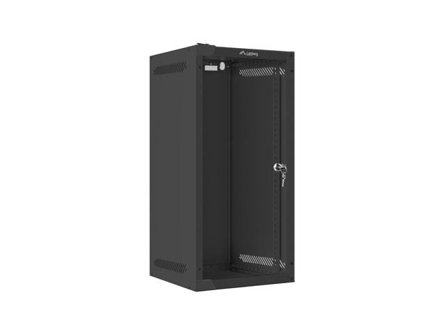 LANBERG комуникационен шкаф 10" за стенен монтаж 12U/280x310 (плосък пакет) със стъклена врата, черен