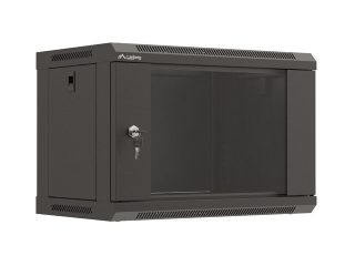 Lanberg rack cabinet 19" wall-mount 6U/540x350 (flat pack) with glass door black