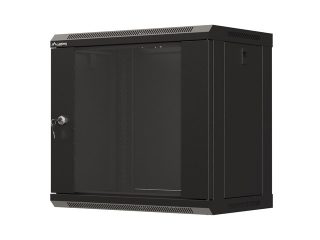 Lanberg rack cabinet 19" wall-mount 9U/540x350 (flat pack) with glass door black