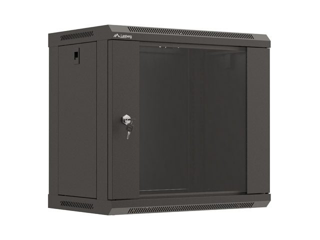 Lanberg rack cabinet 19" wall-mount 9U/540x350 (flat pack) with glass door black