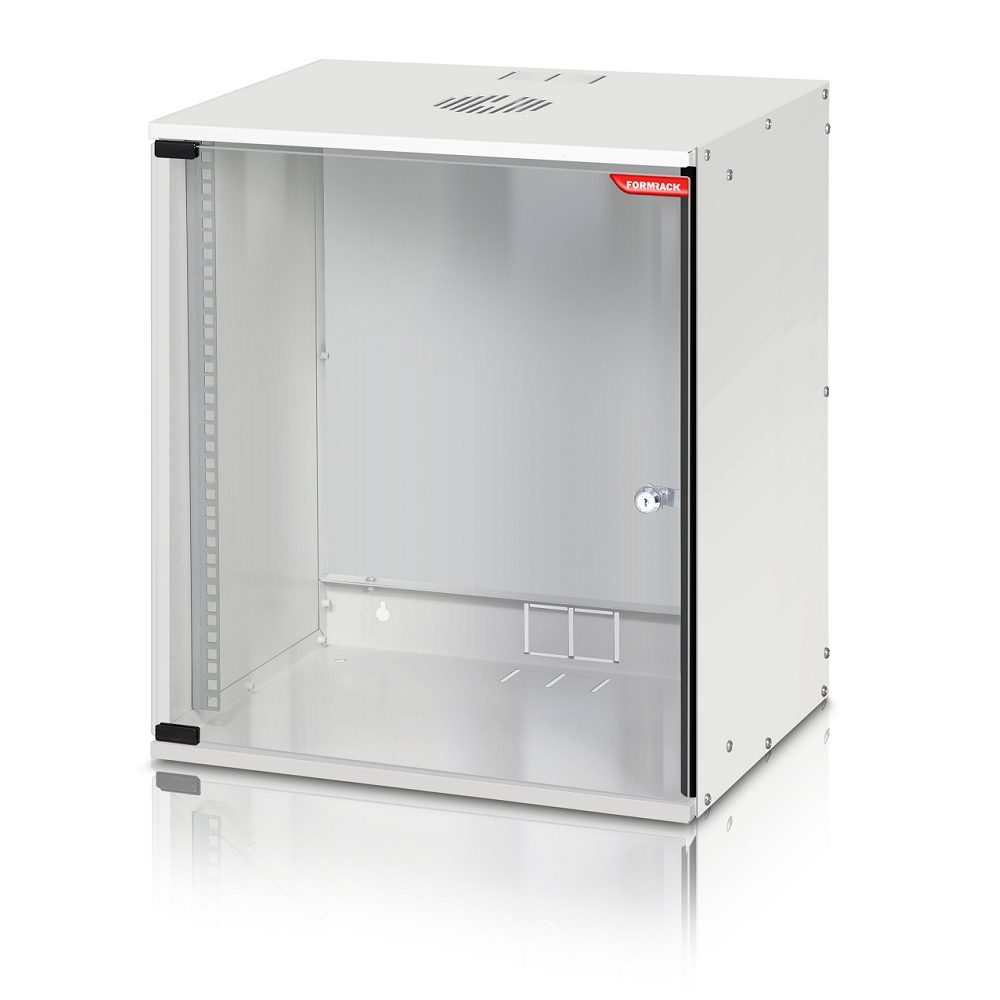 Formrack 19" стенен шкаф 12U SOHO 512/400mm, височина: 582mm, товароносимост: 50kg., врата от закалено стъкло, 19" предни шини