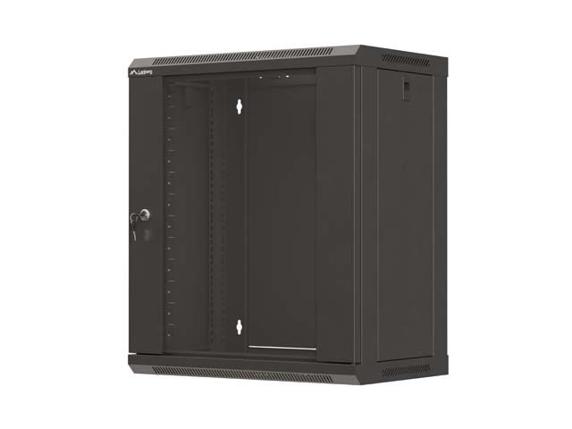 Lanberg Rack Cabinet, 19" wall-mount 12U/540x350 (flat pack) with glass door, Black