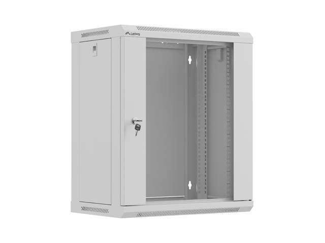 Lanberg Rack Cabinet, 19" wall-mount 12U/540x350 (flat pack) with glass door, Grey