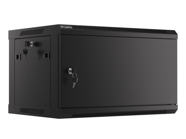 Lanberg rack cabinet 19" wall-mount 6U/600x450 for self-assembly with metal door black (flat pack)