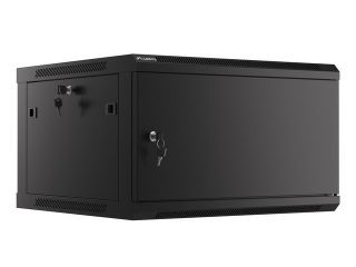 LANBERG комуникационен шкаф 19" стенен 6U/600x600 за самостоятелно сглобяване с метална врата черен (плосък пакет)
