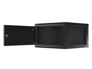 LANBERG комуникационен шкаф 19" стенен 6U/600x600 за самостоятелно сглобяване с метална врата черен (плосък пакет)