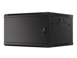 LANBERG комуникационен шкаф 19" стенен 6U/600x600 за самостоятелно сглобяване с метална врата черен (плосък пакет)