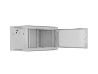 LANBERG комуникационен шкаф 19" за стенен монтаж 6U/600x450 с перфорирана врата, сив (разглобяем)