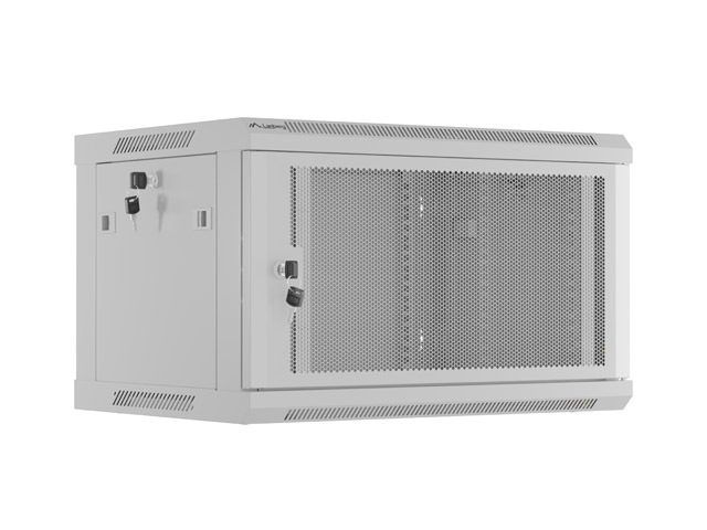 LANBERG комуникационен шкаф 19" за стенен монтаж 6U/600x450 с перфорирана врата, сив (разглобяем)