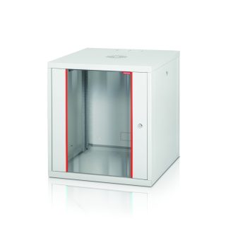Formrack 19" стенен шкаф 7U 555/560mm, подвижни заключващи се странични панели, височина: 371mm, товароносимост: 100kg., врата от закалено стъкло, 19" предни и задни релси